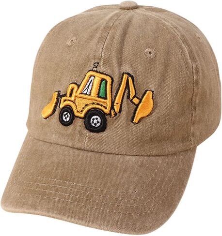 Embroidered Excavator Baseball Cap Adjustable Cotton Washed Vintage Truck Hat Summer Sun hat for boy Girls in Saudi Arabia