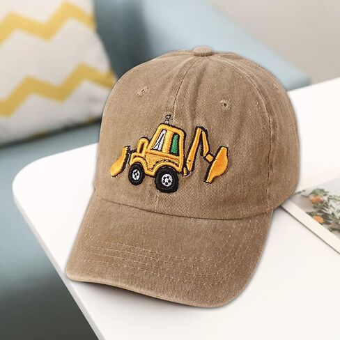Embroidered Excavator Baseball Cap Adjustable Cotton Washed Vintage Truck Hat Summer Sun hat for boy Girls in Saudi Arabia