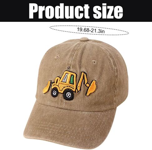 Embroidered Excavator Baseball Cap Adjustable Cotton Washed Vintage Truck Hat Summer Sun hat for boy Girls in Saudi Arabia