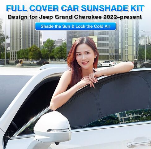 T TGBROS Privacy Sunshade Custom Fit for 2021-2023 2024 Jeep Grand Cherokee L Accessories الجانب النافذة الخلفية مجموعة كاملة من ظلال الشمس للسيارة كتل الأشعة فوق البنفسجية تحافظ على برودة سيارتك وقابلة للطي 7 قطع in Saudi Arabia