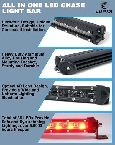 شريط إضاءة مطاردة LED مقاس 36 بوصة، مع أضواء تشغيل إشارة الانعطاف العكسي للفرامل، شريط إضاءة وامض خلفي للطرق الوعرة UTV Polaris RZR XP Yamaha Can-Am Maverick X3 Arctic Cat 4x4 شاحنات - RYWWYR in Kuwait