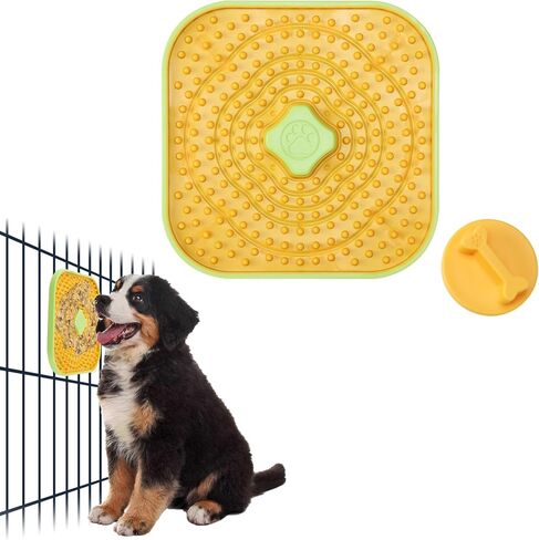 Avont Lick Mat for Dogs Cats, Cat Dog Crate Lick Mat Slow Feeder for Wet Food, Peanut Butter Lick Pad, Soothing Calming Licking Square Mat for Kennel Crate Training Grooming -Green in Saudi Arabia