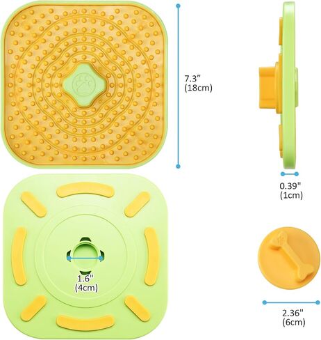 Avont Lick Mat for Dogs Cats, Cat Dog Crate Lick Mat Slow Feeder for Wet Food, Peanut Butter Lick Pad, Soothing Calming Licking Square Mat for Kennel Crate Training Grooming -Green in Saudi Arabia