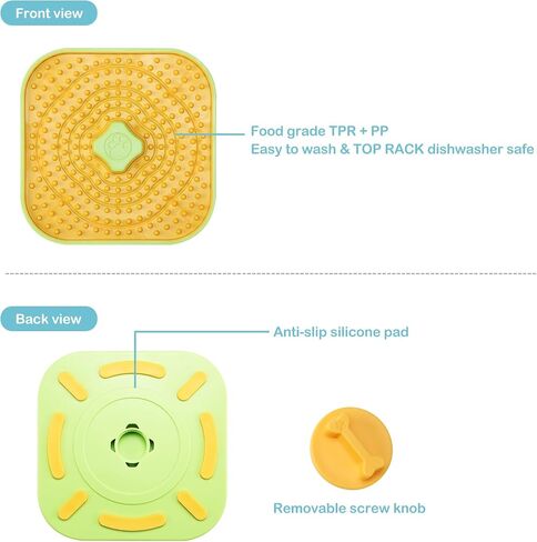 Avont Lick Mat for Dogs Cats, Cat Dog Crate Lick Mat Slow Feeder for Wet Food, Peanut Butter Lick Pad, Soothing Calming Licking Square Mat for Kennel Crate Training Grooming -Green in Saudi Arabia