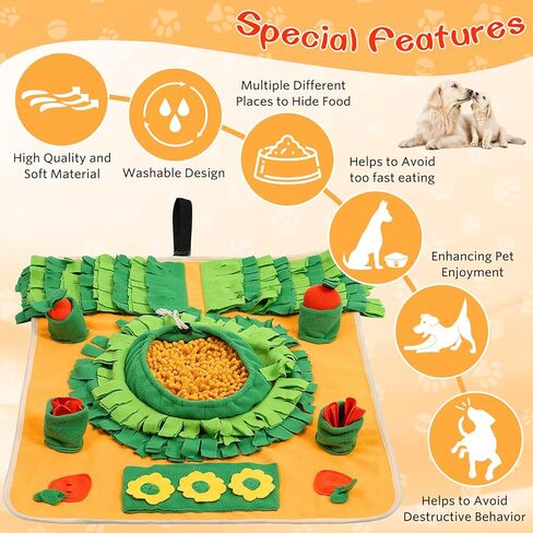 YAOGEG Snuffle Mat for Dogs, Interactive Slow Feeding Snuffle Mat, Enrichment Food Puzzles Toys for Pet Mental Stimulation Snuffle Toys for Dog in Kuwait