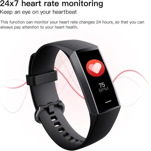 Fitness Tracker Heart Rate Monitor Blood Pressure Watch, Pedometer Step Counter Sleep Monitor Activity Tracker, 1.1" Amoled Screen Fitness Watch for Women Men in Saudi Arabia