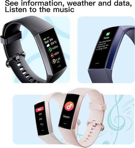 Fitness Tracker Heart Rate Monitor Blood Pressure Watch, Pedometer Step Counter Sleep Monitor Activity Tracker, 1.1" Amoled Screen Fitness Watch for Women Men in Saudi Arabia