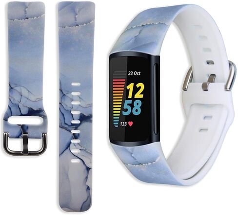 Christmas Snowflake Band for Fibit Charge 5, Silicone Replacement Women Men Wristband Compatible with Fibit Charge 5 Fitness Tracker - Christmas Snowflake in Saudi Arabia