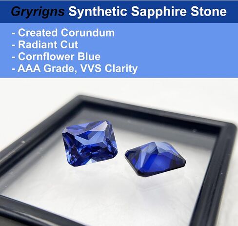 Gryrigns Cornflower أزرق فضفاض حجر الياقوت الاصطناعي قطع مشع مكون من أحجار كريمة اكسيد الالمونيوم الأوجه 3A VVS (8.58 قيراط، 14 × 10 مم، قطعة واحدة) in Kuwait
