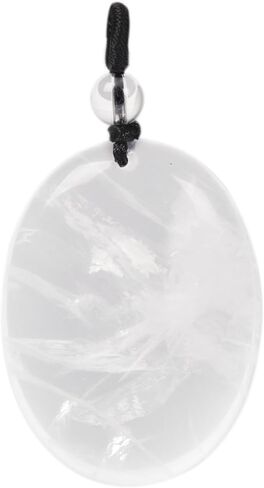 Crystal Gemstone Healing Quartz 40mm Flatback Oval Braided Cord Necklace 22" in Saudi Arabia
