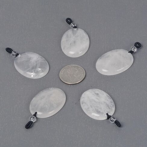 Crystal Gemstone Healing Quartz 40mm Flatback Oval Braided Cord Necklace 22" in Saudi Arabia