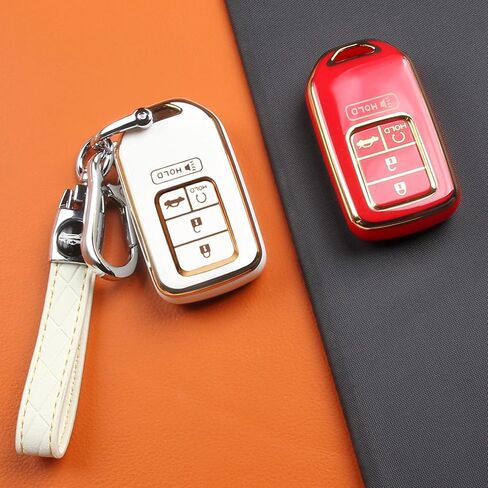 TECARATE لغطاء Honda Key Fob - حامل غطاء غطاء غطاء مفتاح Fob لهوندا Accord Civic CRV Pilot Odyssey ناعم من البولي يوريثان اللدن بالحرارة لحماية الغطاء الكامل مفتاح ذكي بدون مفتاح غطاء مفتاح بعيد لهوندا أحمر in Saudi Arabia