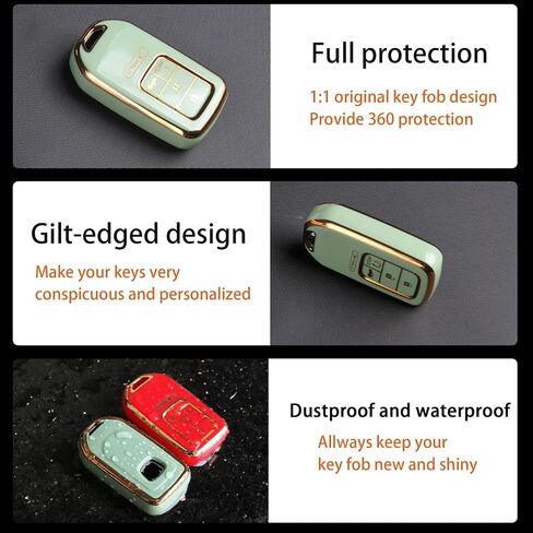 TECARATE لغطاء Honda Key Fob - حامل غطاء غطاء غطاء مفتاح Fob لهوندا Accord Civic CRV Pilot Odyssey ناعم من البولي يوريثان اللدن بالحرارة لحماية الغطاء الكامل مفتاح ذكي بدون مفتاح غطاء مفتاح بعيد لهوندا أحمر in Saudi Arabia