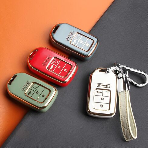 TECARATE لغطاء Honda Key Fob - حامل غطاء غطاء غطاء مفتاح Fob لهوندا Accord Civic CRV Pilot Odyssey ناعم من البولي يوريثان اللدن بالحرارة لحماية الغطاء الكامل مفتاح ذكي بدون مفتاح غطاء مفتاح بعيد لهوندا أحمر in Saudi Arabia