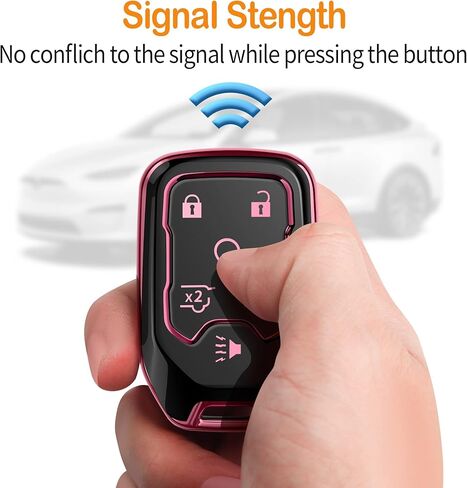 Sindeda for Chevrolet Key Fob Cover with Keychain Soft Full Protection Key Shell Key Case Compatible with Chevy Suburban Tahoe Silverado GMC Terrain Yukon Sierra 1500 2500 3500 HD (Pink, 6 Button) in Saudi Arabia