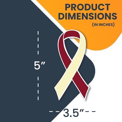 Magnet Me Up Head and Neck Cancer Awareness Burgundy and Ivory Ribbon Magnet Decal, 3.5x7 Inches, Heavy Duty Automotive Magnet for Car Truck SUV, Showing Support or Fundraising, Crafted in USA in Kuwait