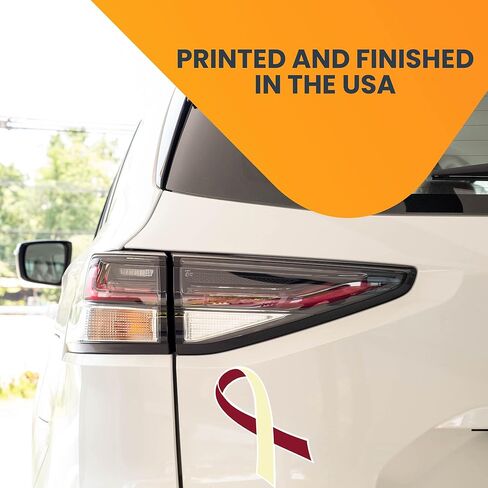 Magnet Me Up Head and Neck Cancer Awareness Burgundy and Ivory Ribbon Magnet Decal, 3.5x7 Inches, Heavy Duty Automotive Magnet for Car Truck SUV, Showing Support or Fundraising, Crafted in USA in Kuwait