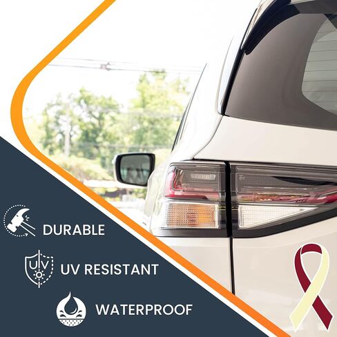 Magnet Me Up Head and Neck Cancer Awareness Burgundy and Ivory Ribbon Magnet Decal, 3.5x7 Inches, Heavy Duty Automotive Magnet for Car Truck SUV, Showing Support or Fundraising, Crafted in USA in Kuwait