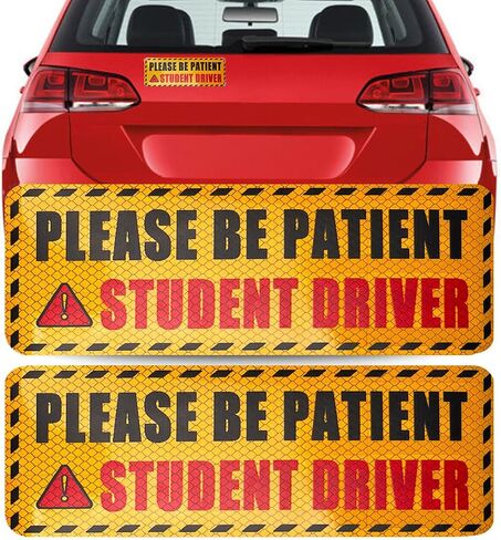 3 Pcs Student Driver Magnets for Car,Please Be Patient Student Driver Sticker Girls and Boys New Student Driver Sticker Safety Warning Signs,High Reflective,Reusable Movable,Set of 3. 3.5" x 9" in Saudi Arabia