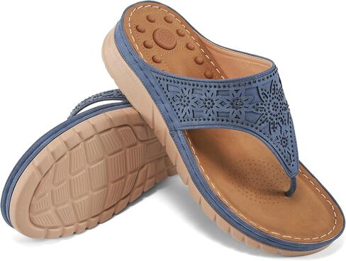 Almusen Womens Sandals Summer Flip-Flops: Comfortable Cushion Footbed Slip On Wedge Sandals for Women Rhinestone Women's Flip Flops in Saudi Arabia
