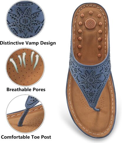 Almusen Womens Sandals Summer Flip-Flops: Comfortable Cushion Footbed Slip On Wedge Sandals for Women Rhinestone Women's Flip Flops in Saudi Arabia
