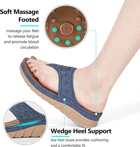 Almusen Womens Sandals Summer Flip-Flops: Comfortable Cushion Footbed Slip On Wedge Sandals for Women Rhinestone Women's Flip Flops in Saudi Arabia