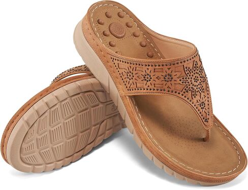 Almusen Womens Sandals Summer Flip-Flops: Comfortable Cushion Footbed Slip On Wedge Sandals for Women Rhinestone Women's Flip Flops in Saudi Arabia