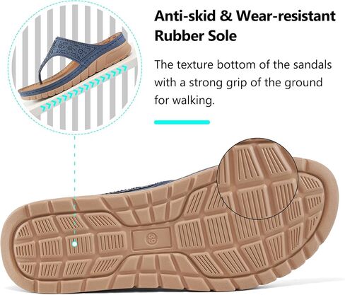Almusen Womens Sandals Summer Flip-Flops: Comfortable Cushion Footbed Slip On Wedge Sandals for Women Rhinestone Women's Flip Flops in Saudi Arabia