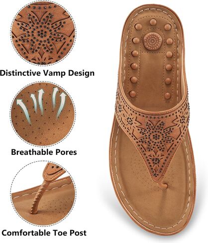 Almusen Womens Sandals Summer Flip-Flops: Comfortable Cushion Footbed Slip On Wedge Sandals for Women Rhinestone Women's Flip Flops in Saudi Arabia