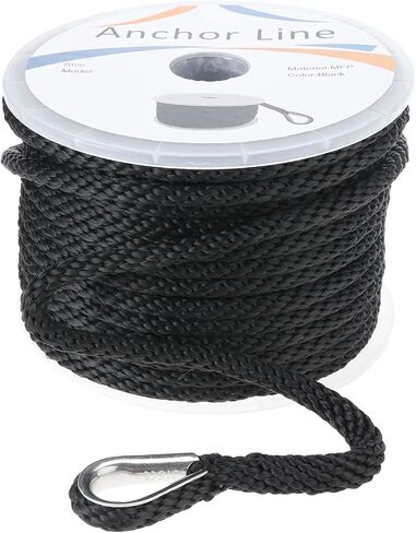 NovelBee 1/2" x 100' Solid Braid MFP Anchor Line,Multi-filament Polypropylene Anchor Rope for Boat Marine (Black) in Saudi Arabia