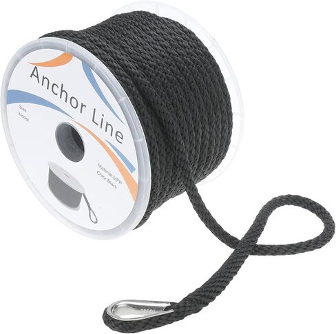 NovelBee 1/2" x 100' Solid Braid MFP Anchor Line,Multi-filament Polypropylene Anchor Rope for Boat Marine (Black) in Saudi Arabia