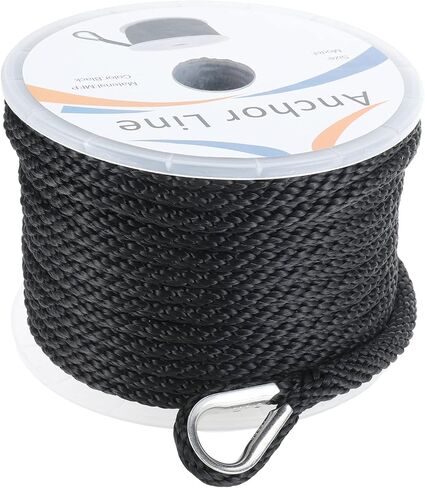 NovelBee 1/2" x 100' Solid Braid MFP Anchor Line,Multi-filament Polypropylene Anchor Rope for Boat Marine (Black) in Saudi Arabia