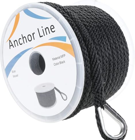 NovelBee 1/2" x 100' Solid Braid MFP Anchor Line,Multi-filament Polypropylene Anchor Rope for Boat Marine (Black) in Saudi Arabia