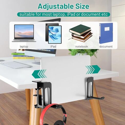 منظم تخزين جانبي للمكتب من KKUYT لرف المكتب، بدون حفر تحت المكتب، حامل كمبيوتر محمول معدني تحت المكتب، منظم مكتب معلق لأساسيات المكتب in Kuwait