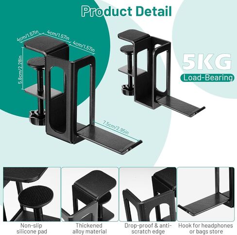 منظم تخزين جانبي للمكتب من KKUYT لرف المكتب، بدون حفر تحت المكتب، حامل كمبيوتر محمول معدني تحت المكتب، منظم مكتب معلق لأساسيات المكتب in Kuwait