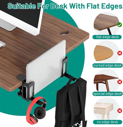 منظم تخزين جانبي للمكتب من KKUYT لرف المكتب، بدون حفر تحت المكتب، حامل كمبيوتر محمول معدني تحت المكتب، منظم مكتب معلق لأساسيات المكتب in Kuwait