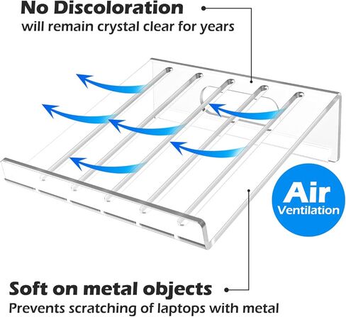 حامل كمبيوتر محمول من الأكريليك، حامل كمبيوتر محمول من الأكريليك الشفاف، حامل كمبيوتر محمول مع تهوية للمكتب والمكتب والمنزل، مناسب لأجهزة الكمبيوتر المحمولة حتى 16 بوصة in Kuwait
