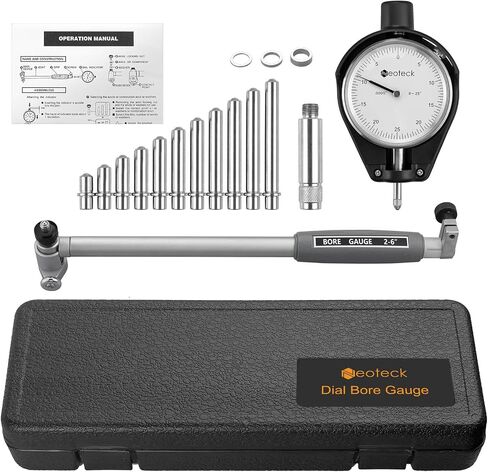 Neoteck Dial Bore Gauge 2"-6"/0.001" Extender Dial Bore Gauge Set Self-Centering Bore Gauge Set with Carbide Anvils, Chrome Plated Handle & Insulated Grips, Case for Deep Engine Cylinder Measurement in Saudi Arabia