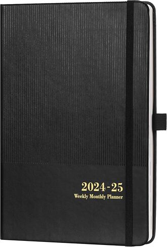 مخطط 2024-2025 - مخطط 2024-2025 أسبوعي وشهري، يوليو 2024 - يونيو 2025، 5.7 بوصة × 8.4 بوصة، مخطط أكاديمي 2024-2025 مع حامل قلم، جيب خلفي، إغلاق مرن، غلاف صلب مع علامة كتاب - أسود in Kuwait