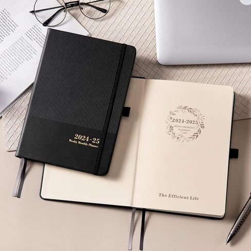 مخطط 2024-2025 - مخطط 2024-2025 أسبوعي وشهري، يوليو 2024 - يونيو 2025، 5.7 بوصة × 8.4 بوصة، مخطط أكاديمي 2024-2025 مع حامل قلم، جيب خلفي، إغلاق مرن، غلاف صلب مع علامة كتاب - أسود in Kuwait
