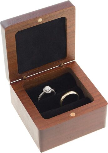 Ella Celebration Wood Ring Box for Wedding Ceremony Rustic Vintage Ring Bearer Box, Unique Engagement Ring Holder Boxes for Marriage, Mr & Mrs Decorative Boho Jewelry Favor Gift (Antique White) in Kuwait