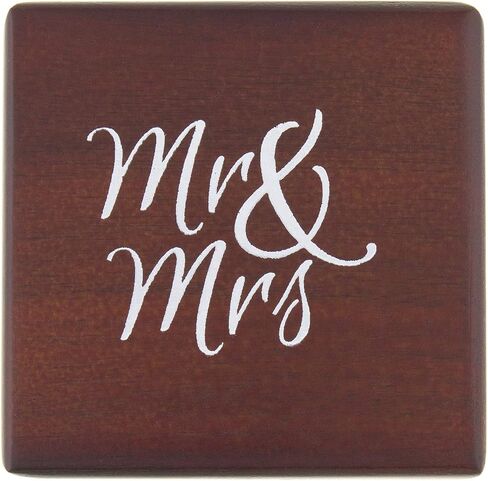 Ella Celebration Wood Ring Box for Wedding Ceremony Rustic Vintage Ring Bearer Box, Unique Engagement Ring Holder Boxes for Marriage, Mr & Mrs Decorative Boho Jewelry Favor Gift (Antique White) in Kuwait