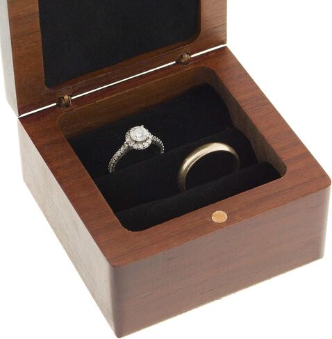 Ella Celebration Wood Ring Box for Wedding Ceremony Rustic Vintage Ring Bearer Box, Unique Engagement Ring Holder Boxes for Marriage, Mr & Mrs Decorative Boho Jewelry Favor Gift (Antique White) in Kuwait