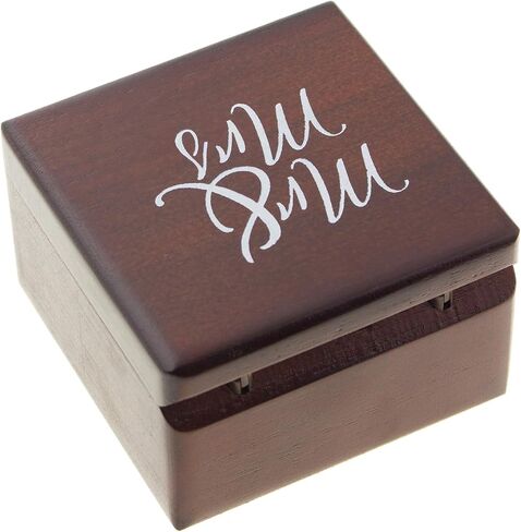 Ella Celebration Wood Ring Box for Wedding Ceremony Rustic Vintage Ring Bearer Box, Unique Engagement Ring Holder Boxes for Marriage, Mr & Mrs Decorative Boho Jewelry Favor Gift (Antique White) in Kuwait