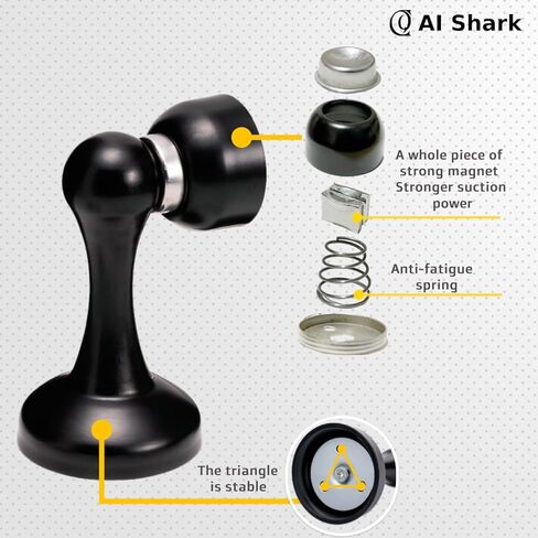 AI Shark توقف الباب المغناطيسي للباب، إيقاف الباب لأسفل الباب، لا يتطلب الحفر، مضاد للصدأ، مناسب لأنواع الأبواب المختلفة، يتم تثبيته على الحائط أو الأرضية باستخدام مادة لاصقة أو براغي، عبوة واحدة باللون الأسود غير اللامع in Kuwait