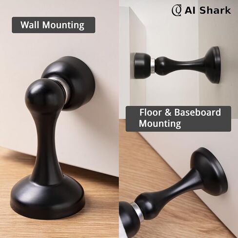 AI Shark توقف الباب المغناطيسي للباب، إيقاف الباب لأسفل الباب، لا يتطلب الحفر، مضاد للصدأ، مناسب لأنواع الأبواب المختلفة، يتم تثبيته على الحائط أو الأرضية باستخدام مادة لاصقة أو براغي، عبوة واحدة باللون الأسود غير اللامع in Kuwait