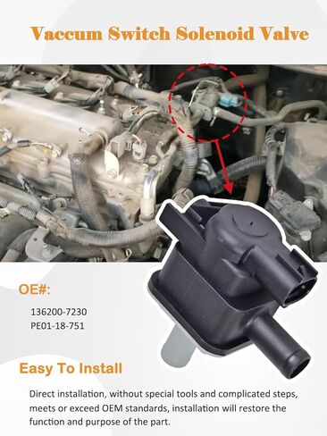 فراغ التبديل الملف اللولبي صمام 136200-7230 متوافق مع 2012-2023 مازدا 3 6 CX-3 CX-30 CX-5 CX-50 CX-9 MX-5 مياتا 2.0L 2.3L 2.5L L4 استبدال # PE01-18-751 in Kuwait