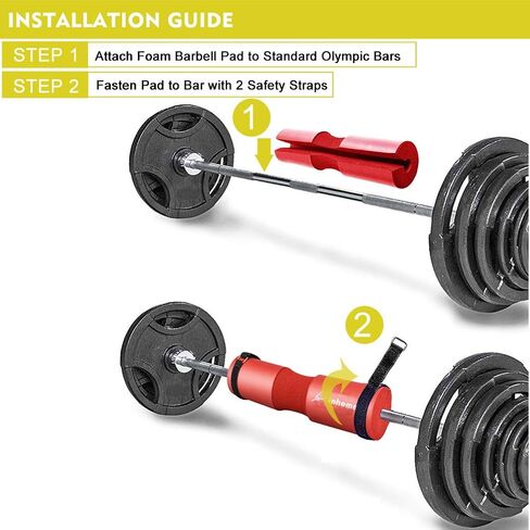 Inhomest Barbell Squat Pad for Squats, Hip Thrusts, Lunges Weight Lifting with Safety Straps - Advanced Neck & Shoulder Protective Pad Foam Sponge- Fit Standard and Olympic Bars Cushion in Saudi Arabia