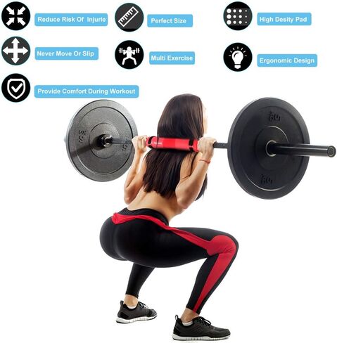 Inhomest Barbell Squat Pad for Squats, Hip Thrusts, Lunges Weight Lifting with Safety Straps - Advanced Neck & Shoulder Protective Pad Foam Sponge- Fit Standard and Olympic Bars Cushion in Saudi Arabia