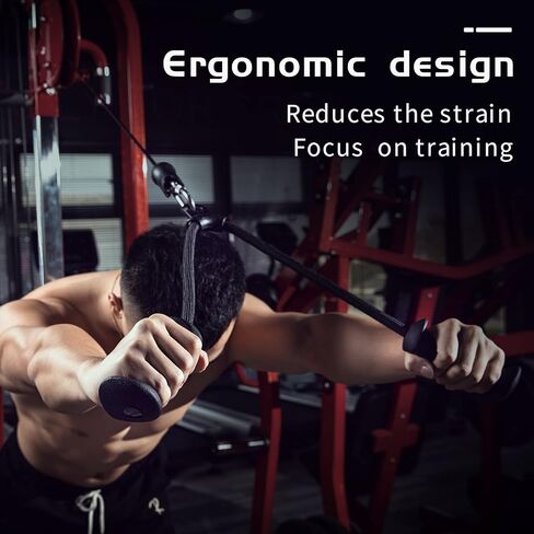 مرفق سحب حبل ثلاثي الرؤوس مريح من M MANUEKLEAR، مرفق كابل حبل ثلاثي الرؤوس مرفق كابل لياقة بدنية غير قابل للانزلاق مع قبضة مطاطية طبيعية ملحقات صالة الألعاب الرياضية للرجال والنساء - طول الحبل 91.44 سم in Kuwait